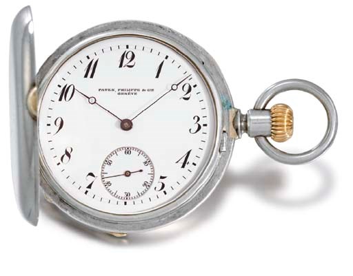 Patek Philippe. A silver hunter case keyless lever watch