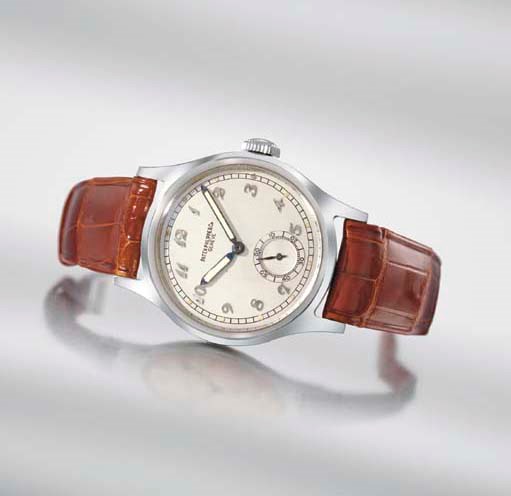 Patek Philippe. A very fine and rare stainless steel wristwatch with Breguet numerals, luminous accents and luminous hands