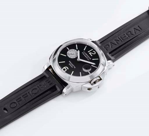 Panerai. A fine and rare stainless steel limited edition cushion-shaped self-winding wristwatch with date