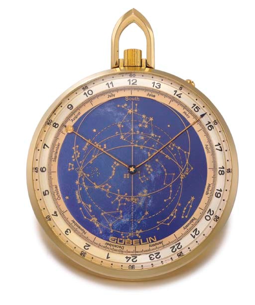 Gübelin/IWC. A very fine and rare 18K gold limited edition openface Astral keyless lever watch, the dial depicting the entire northern hemisphere