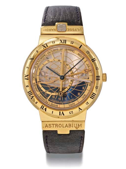 Ulysse Nardin. A fine 18K gold self-winding perpetual calendar astronomical wristwatch