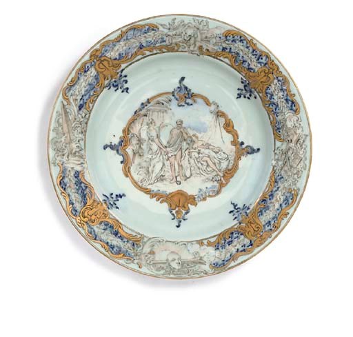 A RARE CHINESE EXPORT PORCELAIN PLATE