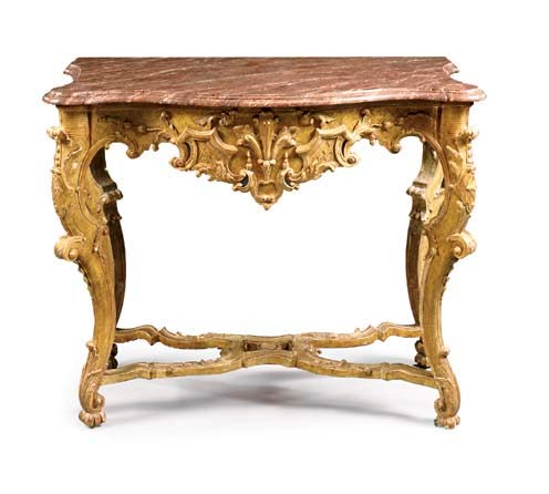 A SOUTH GERMAN GILTWOOD SIDE TABLE