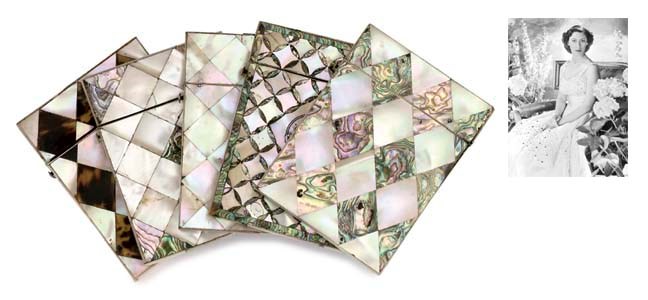 SEVEN VARIOUS MOTHER-OF-PEARL CARD CASES