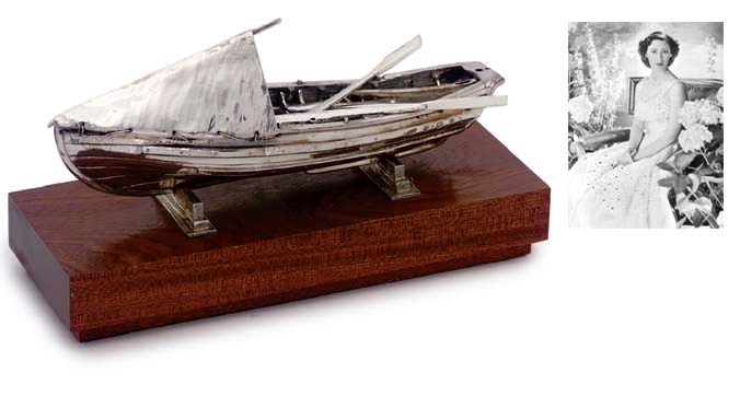 A SILVER MODEL OF A WHALER