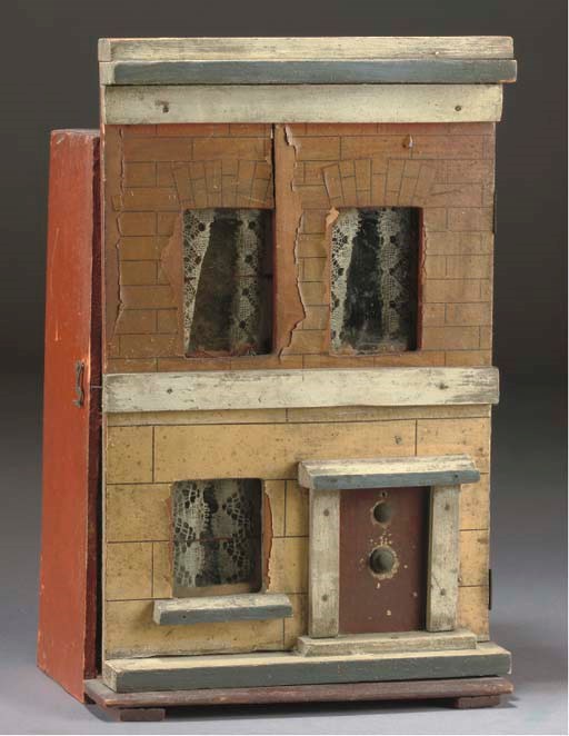 A small English box-back dolls' house