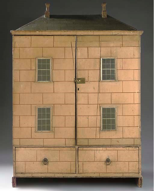 A CARPENTER-BUILT WOODEN DOLLS' HOUSE