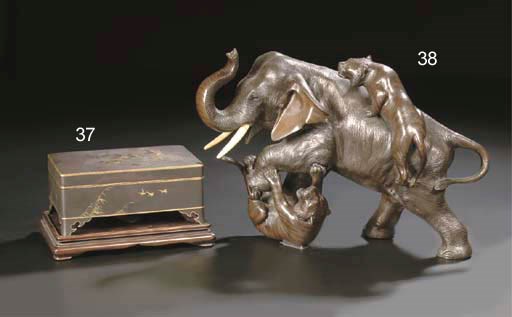 A bronze model of an elephant