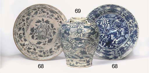 A Swatow blue and white baluster jar