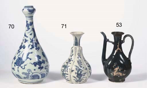 A late Ming blue and white bottle vase