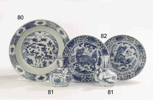 A swatow dish and two famille verte dishes