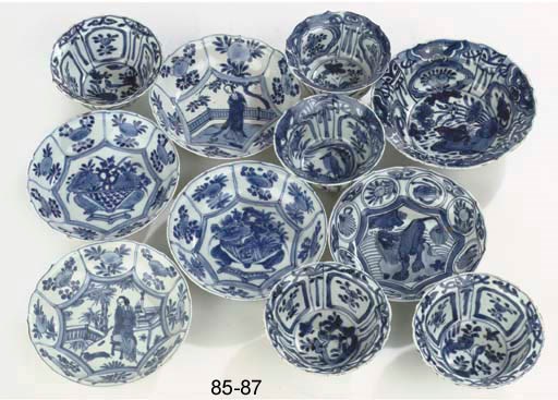Four blue and white 'kraak porselein' saucers
