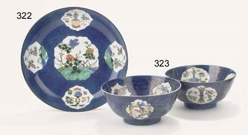 A famille verte powder-blue saucer dish