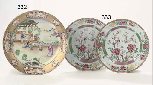 A pair of famille rose dishes