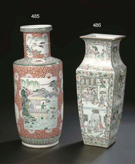 A famille verte rouleau vase