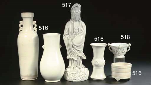 Four white-glazed vessels