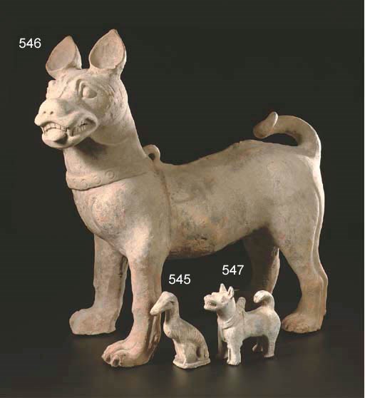 A group of three pottery models