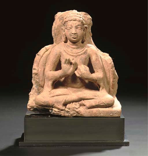 An Indian, Post Gupta, terracotta figure of Buddha Sakyamuni