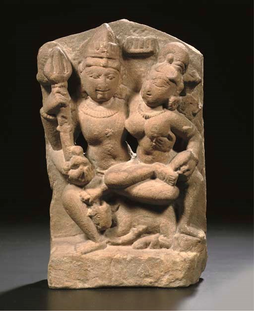 A Central Indian sandstone stele with Umamaheshvara
