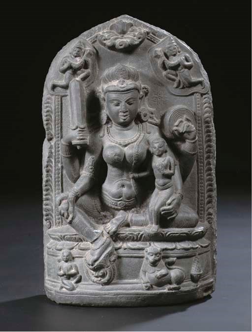 A Northeast Indian, Pala period, pyhillite stele with Parvati