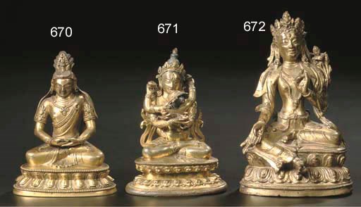 A gilt bronze figure of Sitasamvara