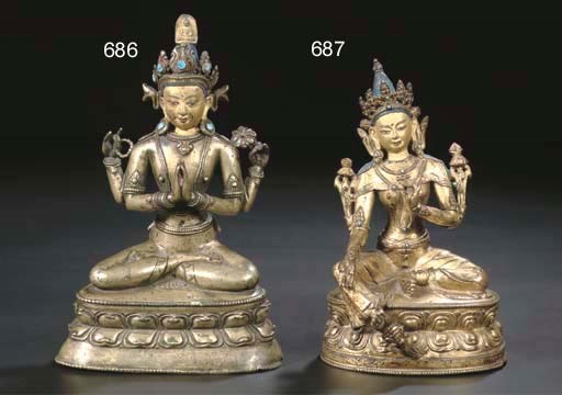A Tibetan bronze figure of Sadaksharilokeshvara