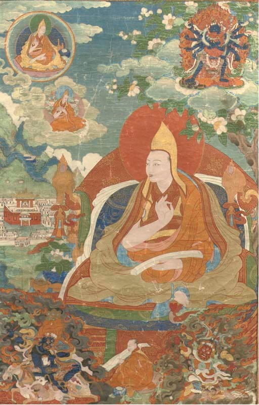 A Tibetan thang.ka depicting the 2nd Dalai Lama dGe.'dun.rgya.mcho