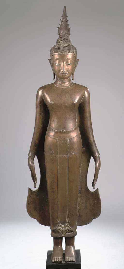 A Laos bronze figure of Buddha Sakyamuni