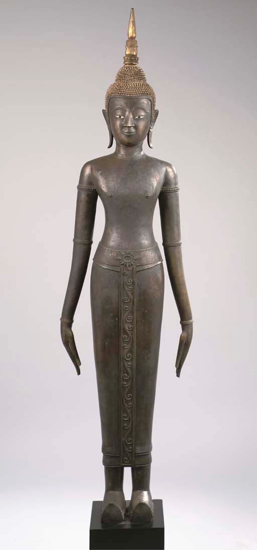 A Laos bronze figure of Buddha Sakyamuni