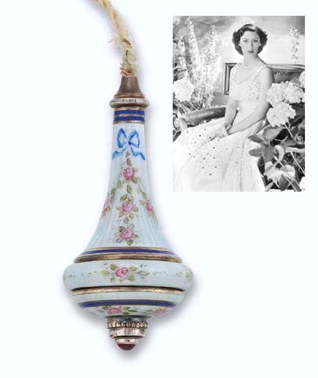A CONTINENTAL SILVER AND ENAMEL BELL-PUSH