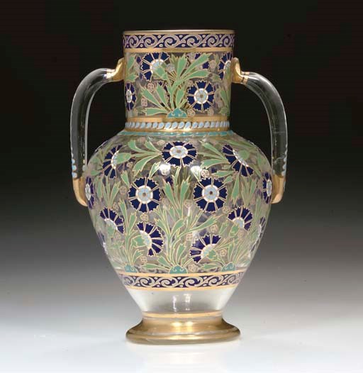 A LOBMYER TWO-HANDLED PERSIAN-STYLE VASE