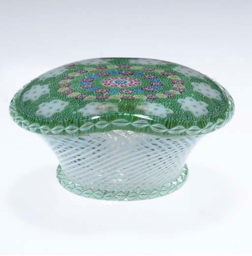 A SAINT LOUIS 'BASKET OF FLOWERS' MILLEFIORI PAPERWEIGHT
