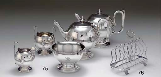 A SILVER FIVE-PIECE TEA SERVICE**
