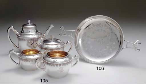 A SILVER FOUR-PIECE TEA SERVICE**