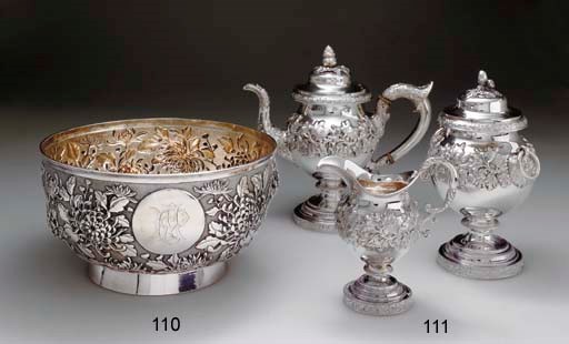 A CHINESE-EXPORT SILVER PUNCH BOWL