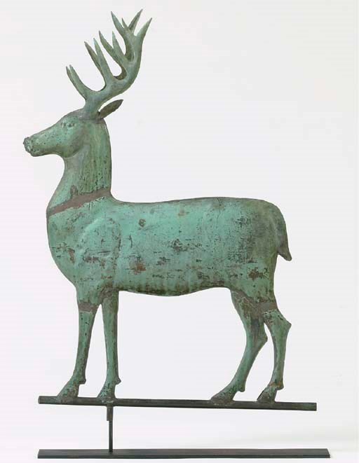 A MOLDED COPPER STAG WEATHERVANE