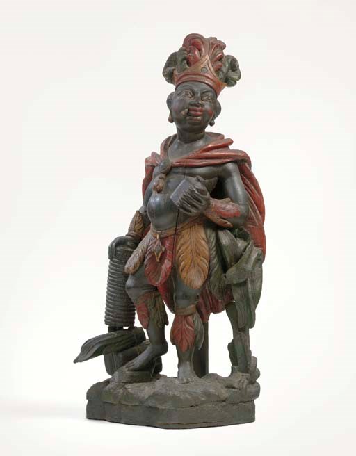 A CARVED AND PAINT-DECORATED CIGAR STORE FIGURE