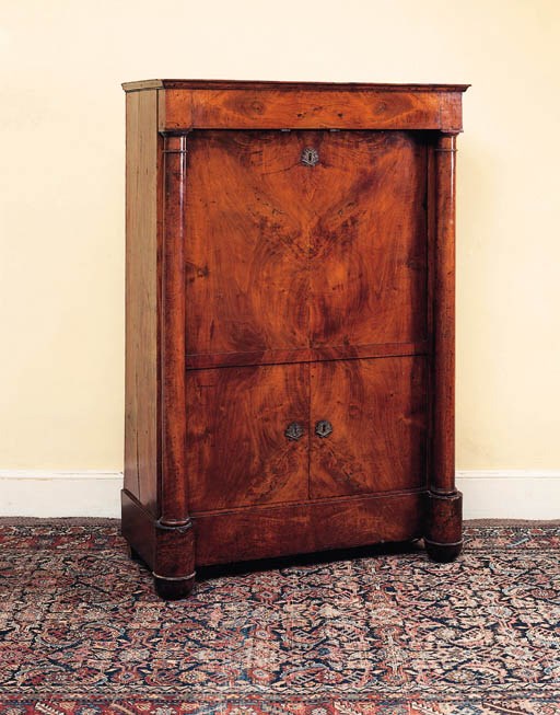 A French Empire mahogany secretaire a abbattant