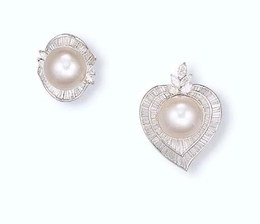 A SOUTH SEA CULTURED PEARL AND DIAMOND SET
