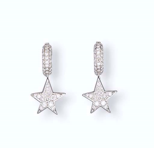 A PAIR OF DIAMOND 'ETOILES' EAR PENDANTS, BY CHANEL