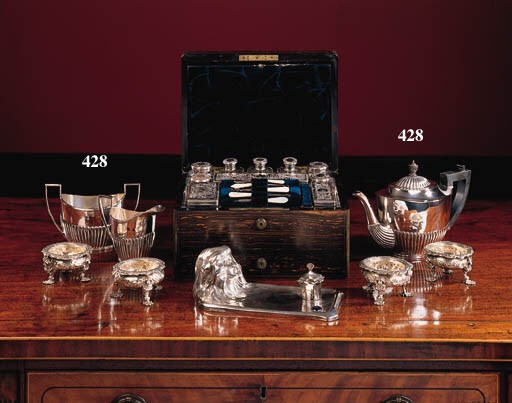 A late Victorian composite three-piece teaset