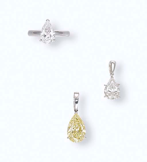A GROUP OF DIAMOND AND COLOURED DIAMOND JEWELLERY