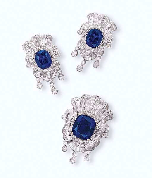 A SET OF TANZANITE AND DIAMOND JEWELLERY