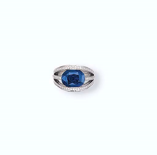 A SAPPHIRE AND DIAMOND RING, BY CHAUMET