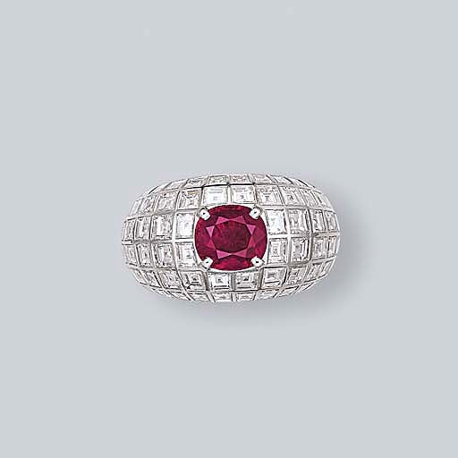 AN IMPRESSIVE RUBY AND DIAMOND RING, BY CHAUMET