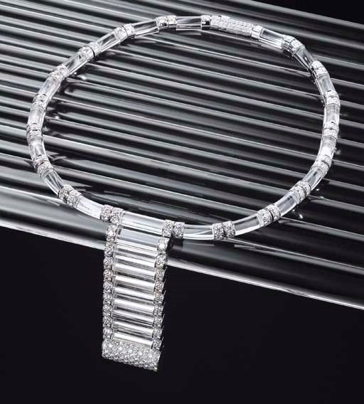 A UNIQUE ROCK CRYSTAL AND DIAMOND NECKLACE, BY CARTIER