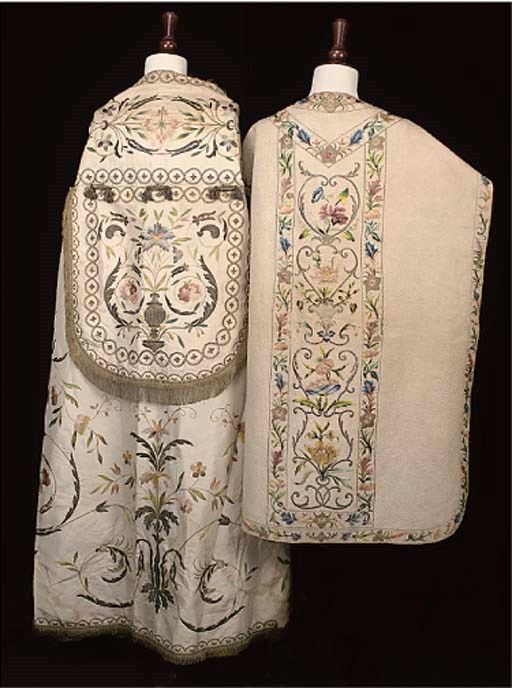 A MANIPLE, COPE AND STOLE SUITE; AND A FURTHER COPE