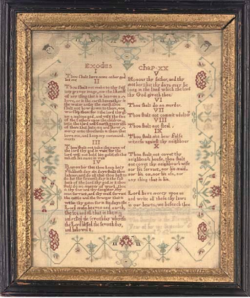 A VERSE SAMPLER OF EXODUS 20:1-10, DATED 1762