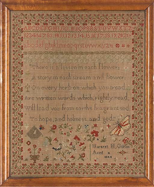 A SAMPLER BY MARGRET H GIBSON, DATED 1844