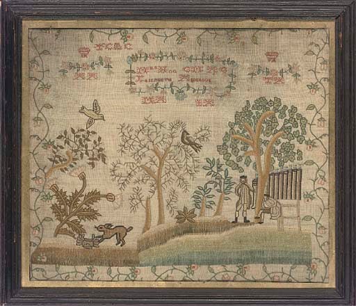 AN 18TH CENTURY SILKWORK PICTURE BY ELIZABETH ANDERSON
